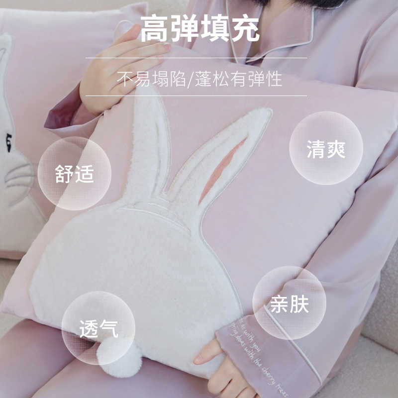 45x45cm Handmade 3D Plush Rabbit Pillowcase Ins Popular Embroidered Sofa Cushion Cover Cozy Bedroom Decorative Pillow Cover