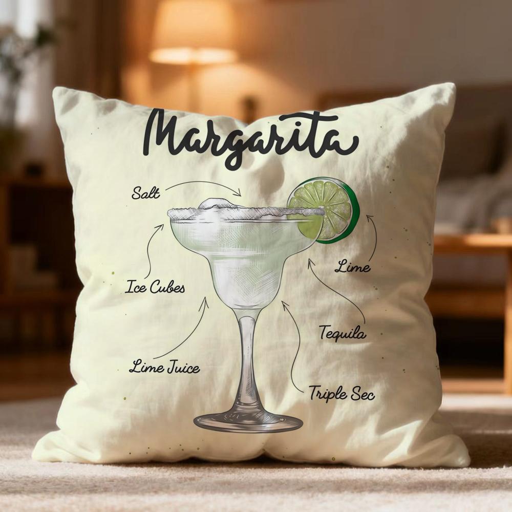 Hot M-Mmargarita Cocktail Arted Cushion Cover Soft Washable Pillow Case Multi-Scene For Couch Bed Travel Office Use