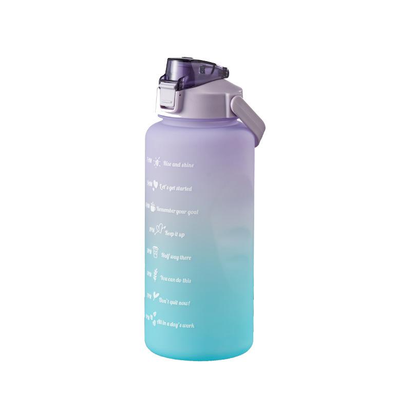2L Water Bottle With Straw Large Capacity Sports Water Bottle Travel Fitness Sports Portable Drinking Bottles With Time Marker 2000ml