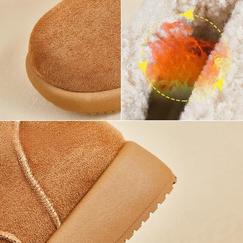 Women's Winter Warm Mini Snow Boots Fuzzy Faux Suede Walking Shoes for Women Casual Anti-Slip Comfortable Platform Short Booties With Faux Fur Lined