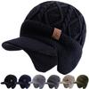 Chapeau d'hiver unisexe en peluche doublé de fourrure, bonnet à protège-oreilles chaud, bonnet doux élégant, bonnet tricoté épais pour le sport d'extérieur à ski