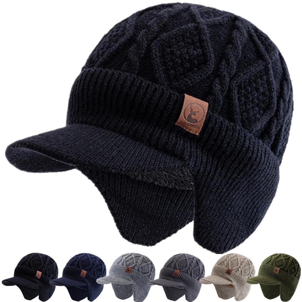 Pour Hommes Femmes Genre Neutre Chapeau d'Hiver Doublure Peluche Fourrure Chapeau Chaud à Oreilles Style Bonnet Doux Chapeau Tricoté Épais Sport Hiver Extérieur