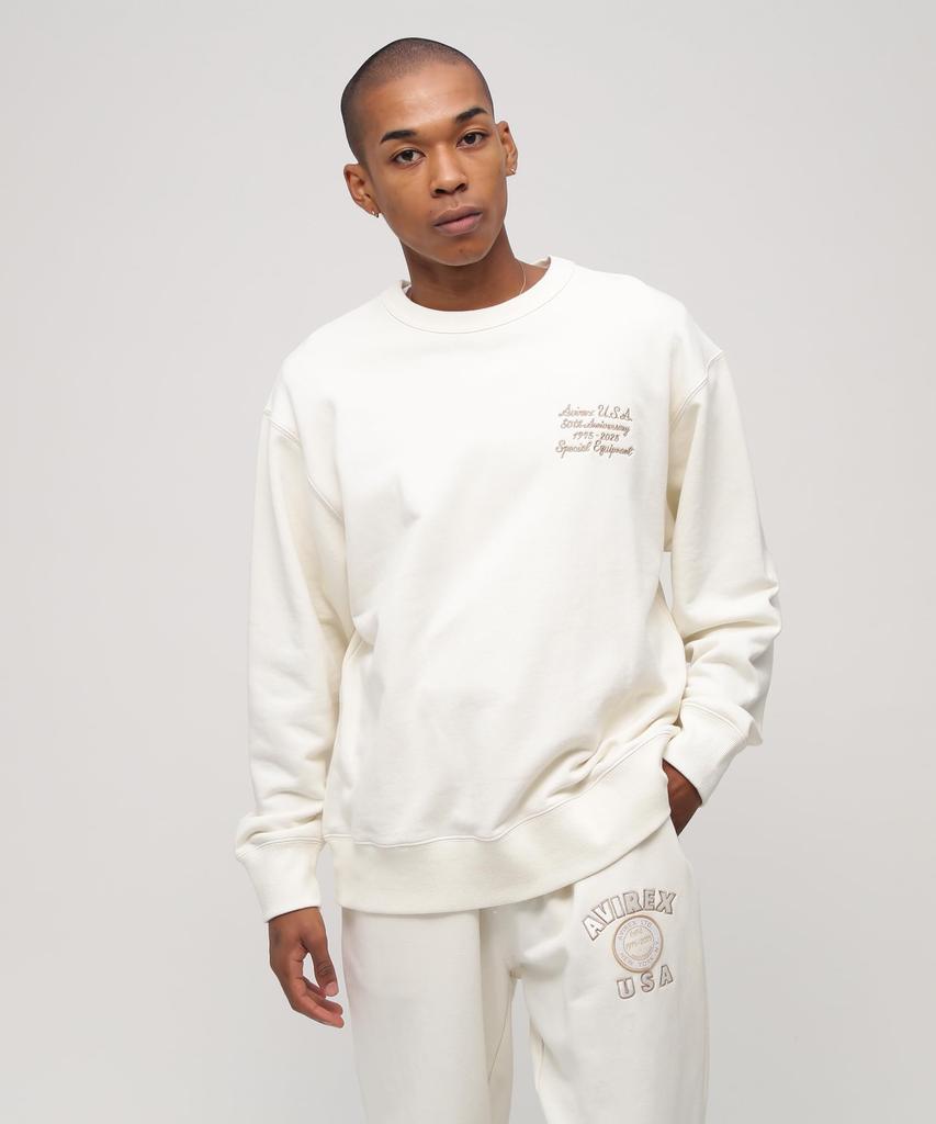 AVIREX 50th Varsity Crewneck Sweat Men's 2XL 033 Off-white 783-5232004