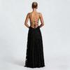European & American Style Wine Red Spaghetti Strap Sexy Evening Gown for Women