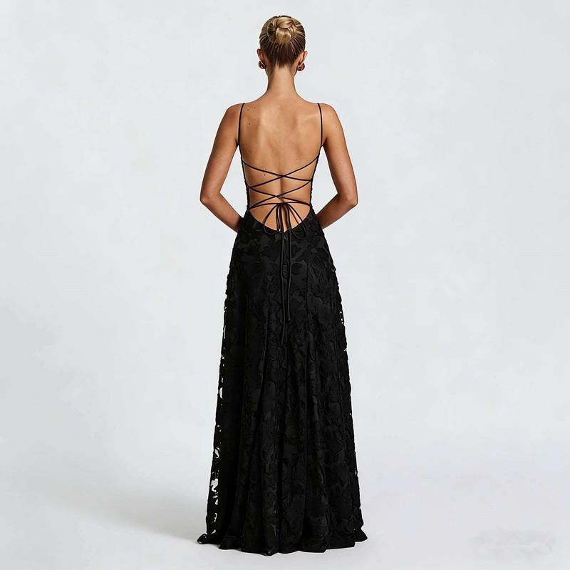 European & American Style Wine Red Spaghetti Strap Sexy Evening Gown for Women