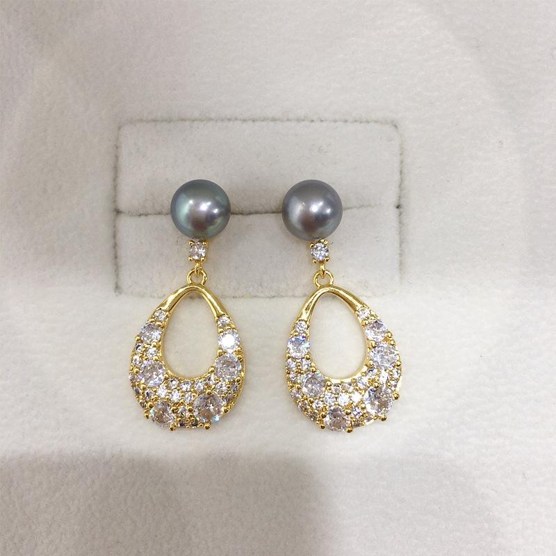 Wedding Natural Freshwater Earrings with Natural Pearls,Gold Plated Baroque Pearl Earring Fine Jewelry Wife Girl Birthday Gift