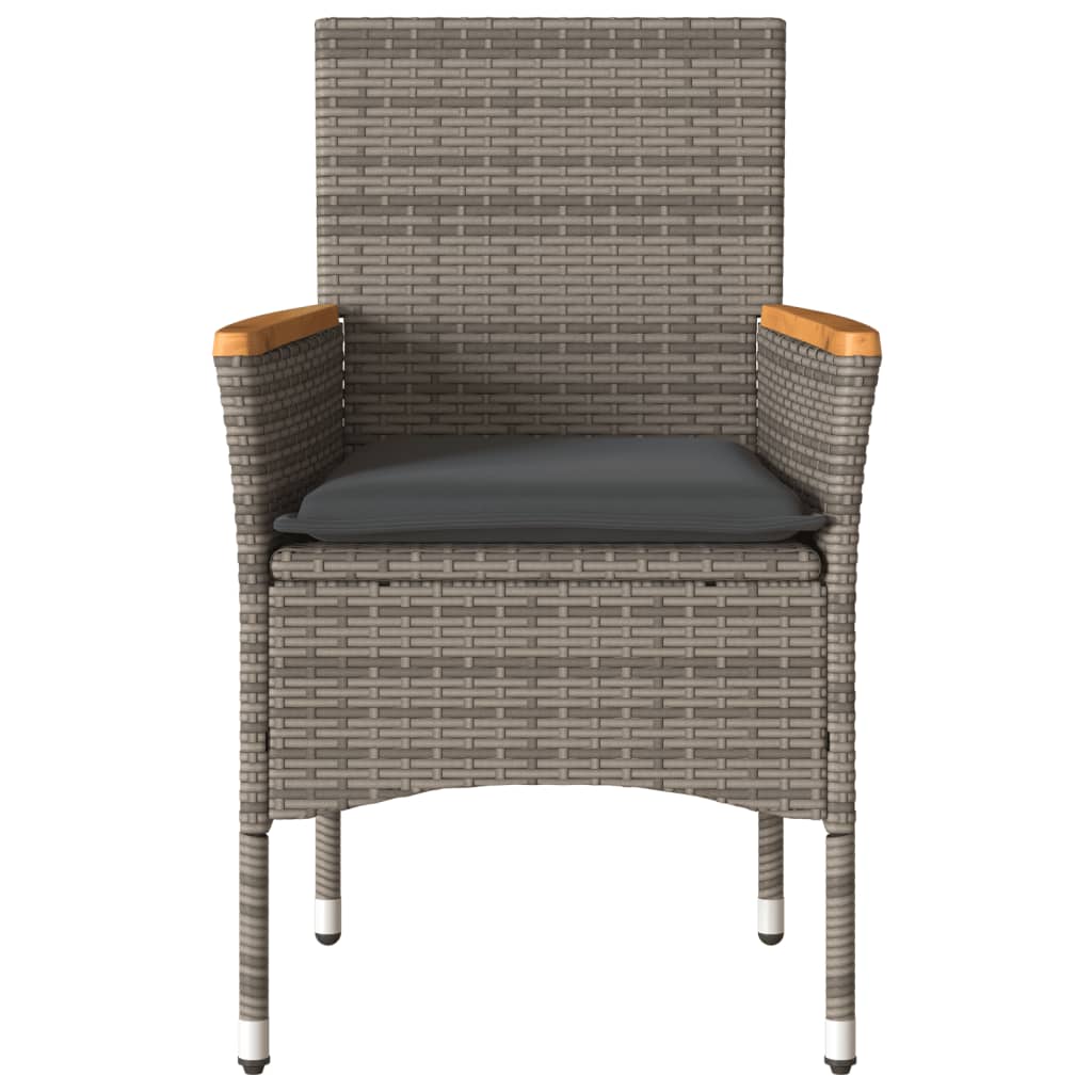 Garden Chairs with Cushions 2 pcs Grey Poly Rattan