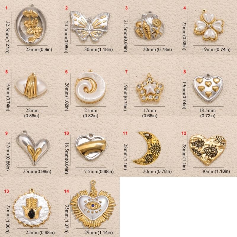 Chic Dubbelfärgad Kärlek Fjäril Hänge Berlock Rostfritt Stål Accessoar För Dagligt Bruk Speciella Tillfällen