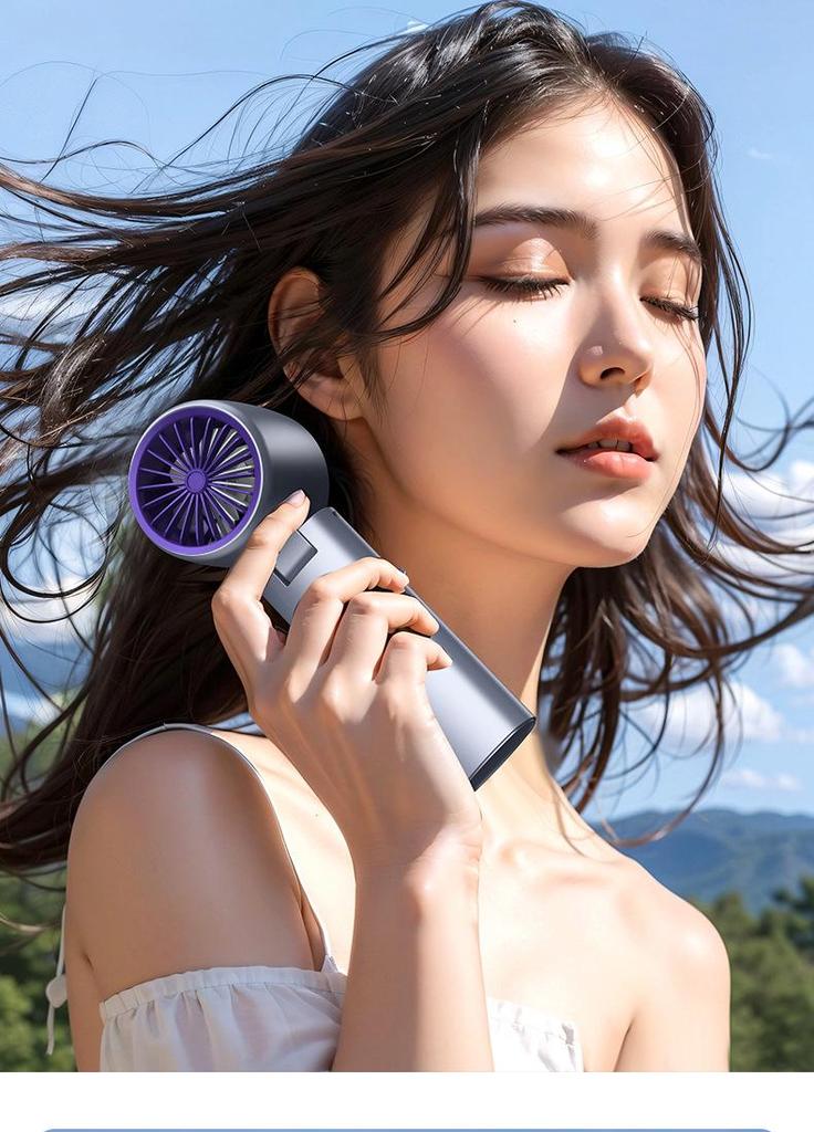 Portable High-Speed Bladeless Mini Fan with Digital Display and Cooling Ice Pack