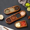 1Pcs New 2/3/4 Grids Solid Wood Tray Wooden Retro Seasoning Tray Food Plate Kitchen Dinner