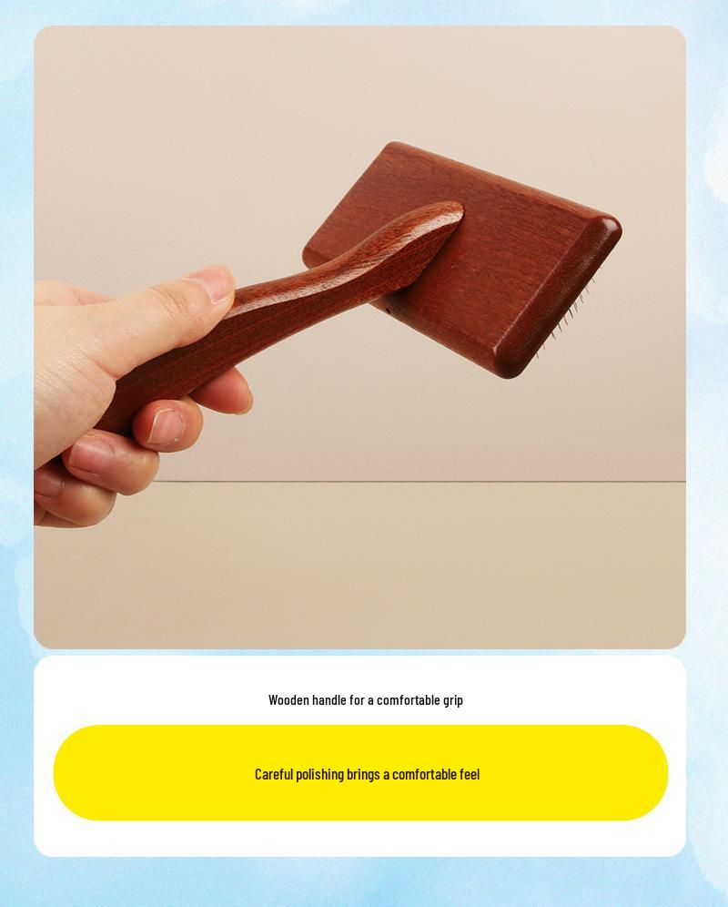 Solid Wood Pet Deshedding Comb for Cats & Dogs – Grooming & Hair Removal Brush for Long-Haired Breeds