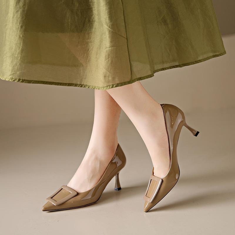 

Женские туфли на высоком каблуке осень-зима новые с острым носком на тонком каблуке темпераментные знаменитости туфли с мелким вырезом из мягкой кожи профессиональные женские туфли 40 абрикосовый