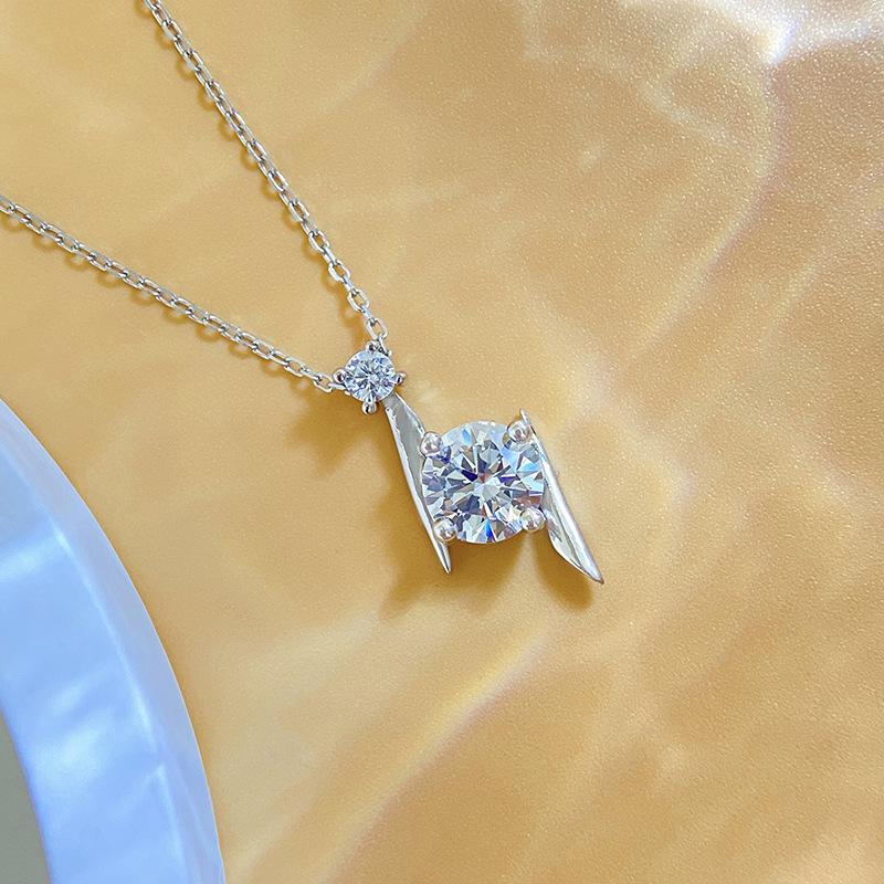 Moissanite Dia 6.5mm1CT Woman Pendant Sier Necklace for Women Chains Party Bridal Fine Jewelry 925sterling Silver Necklace