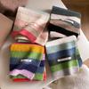 Acryl Strickschal Damen Winter Kurz Colorblock Gestreift Nackenschutz Studentisch Chic Warmes Accessoire