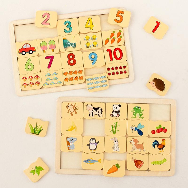 

Kids Wooden Number & Animal Matching Puzzle Blocks for Early Learning
