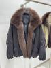 Women's autumn and winter new natural removable real fox fur collar fur thickened warm Parker poly down jacket