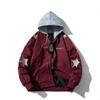 Star Embroidery Bomber Jacket Men Women Streetwear Casual Padded Baseball