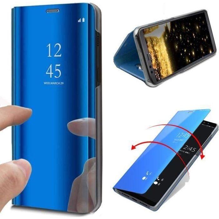 Coque pour samsung a71 flip cover etui housse miroir à rabat bleu