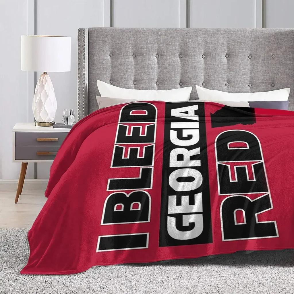 I Bleed Red Georgia UG Bulldog Pride Blankets Soft Warm Flannel Throw Blanket Plush for Bed Living Room Picnic Travel Home Sofa