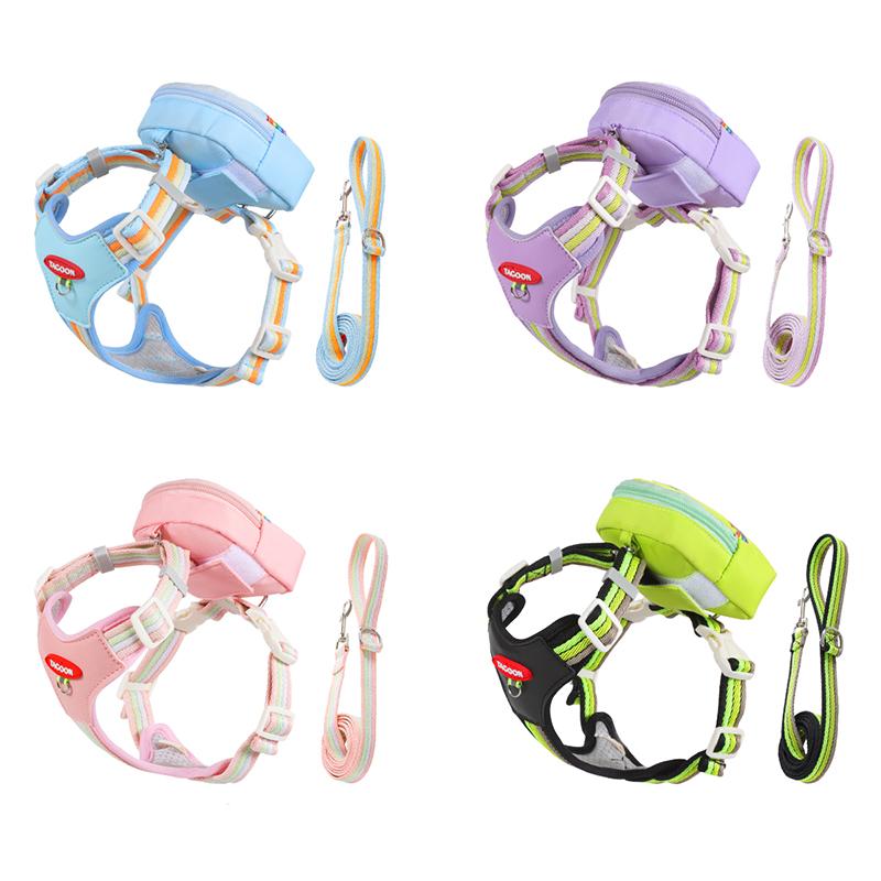 Adorable Dog Harness with Backpack & Leash Comfortable Adjustable No-pull Pet Chest Strap Sherina Bichon Frise Outdoor Supplies