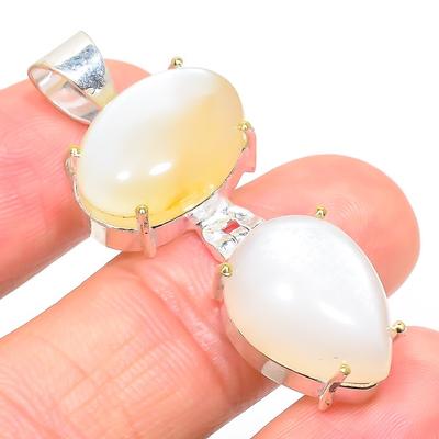 Natural Moonstone Gemstone Handmade 925 Sterling Silver Pendant 1.81" M3s73