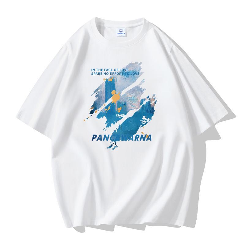 2025 Fashion Men Short Sleeves T-shirt 100% Cotton Casual Tee Large Size