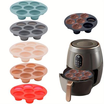 Versatile Silicone Air Fryer Baking Mold - Collapsible, Non-Stick for Cakes, Cupcakes, Muffins & Egg Bites - Essential Kitchen Accessory