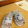 Kids Linen Slippers Cartoon Cute Boys Girls Indoor Non-Slip Absorbent House Shoes