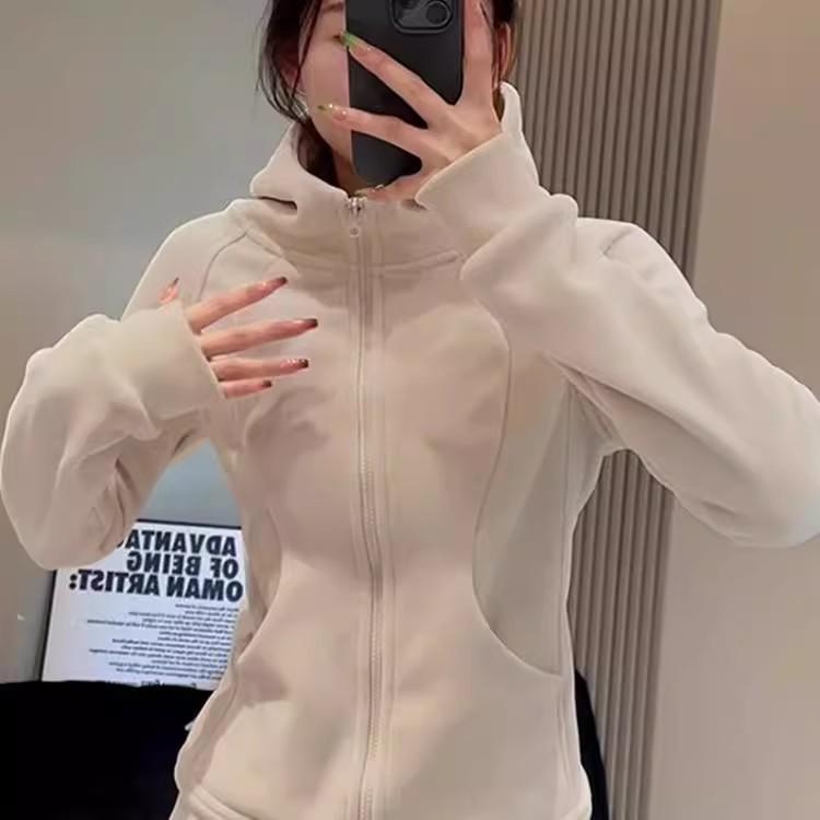 Women's 2025 Hooded Sweatshirt Jacket with Stand Collar & Fleece-Lined Windbreaker - Slim Fit for Spring/Autumn