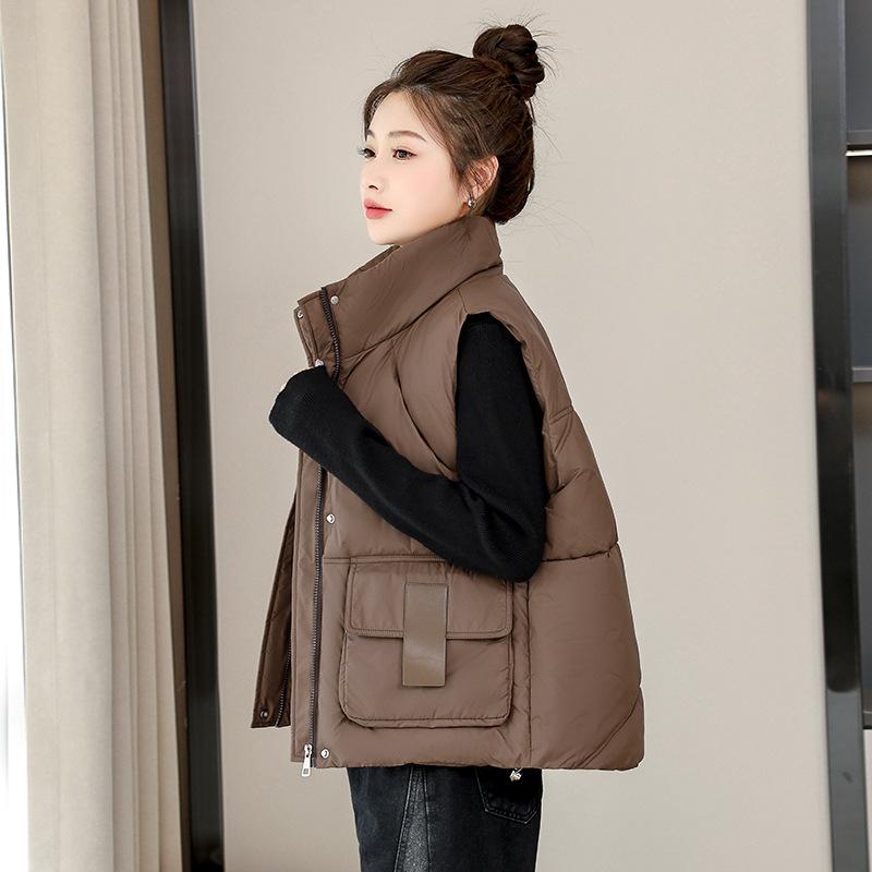 Cotton Waistcoat Women's Short Section Plus Size Autumn and Winter Loose Stand-up Collar Vest