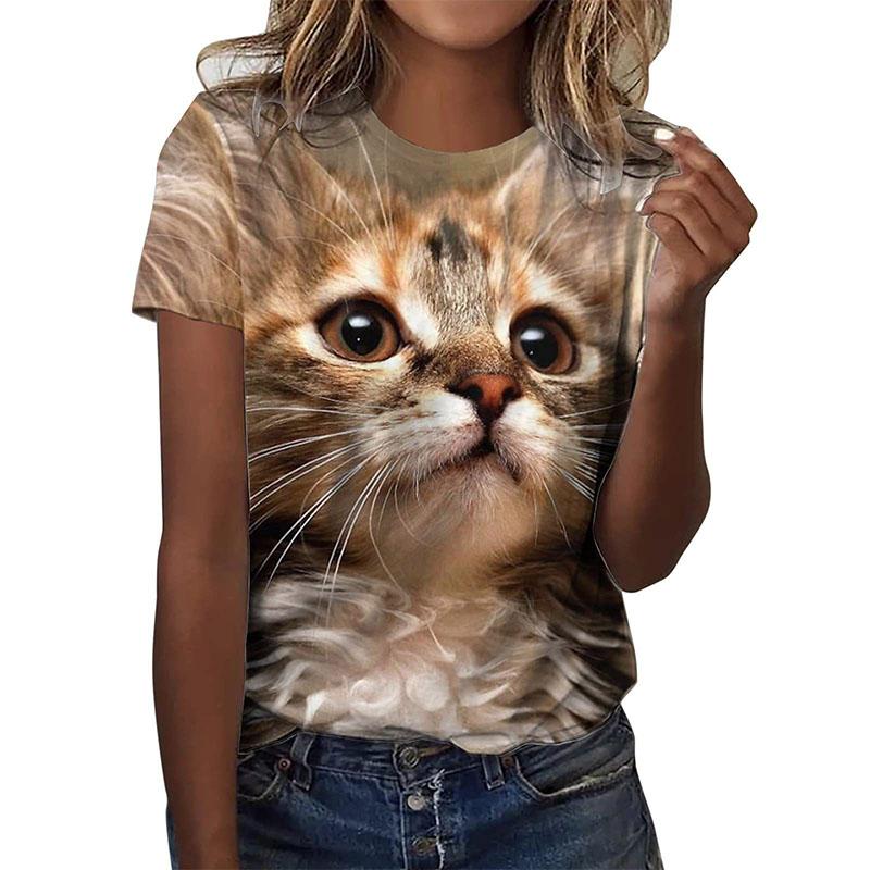 New Kitten Animal T-shirt Cat 3D Print Summer Women Short Sleeve T Shirts Streetwear Harajuku Y2k Tops Woman Girls Tees Clothing
