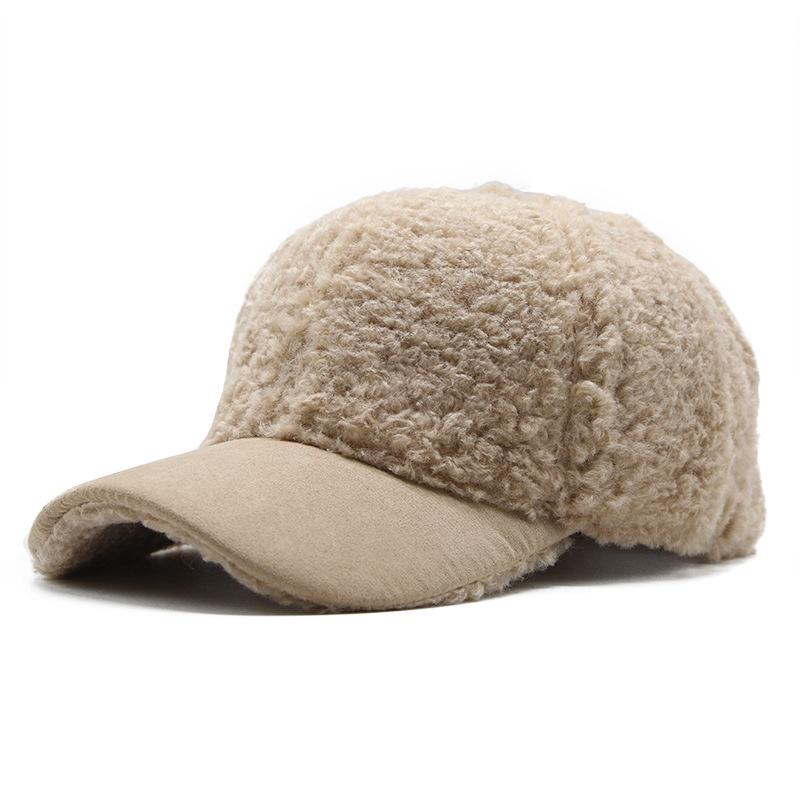 Hat Female Warm Lamb Fur Baseball Cap Cute Plush Solid Color Versatile Student Cap