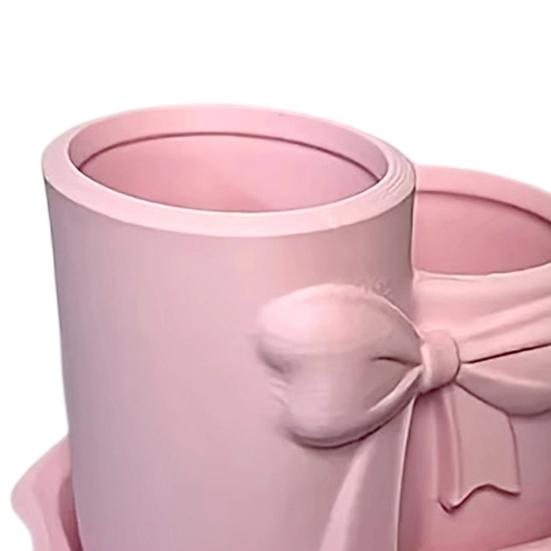 Bow Pen Holder 3D Printed Cute Bow Shaped Pencil Cup Desktop Makeup Brush Organizer for School Home Office Desk Decor