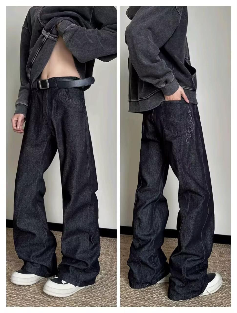 JYL Men s Straight Jeans American Cleanfit Vintage Snow Wash Vibe Straight Denim M