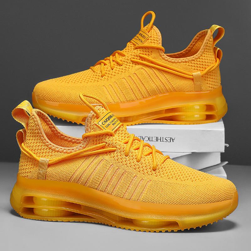 Nouvelles chaussures de course de sport légères d'extérieur grande taille pour couple, chaussures de sport décontractées à plateforme tissées à la mouche en maille