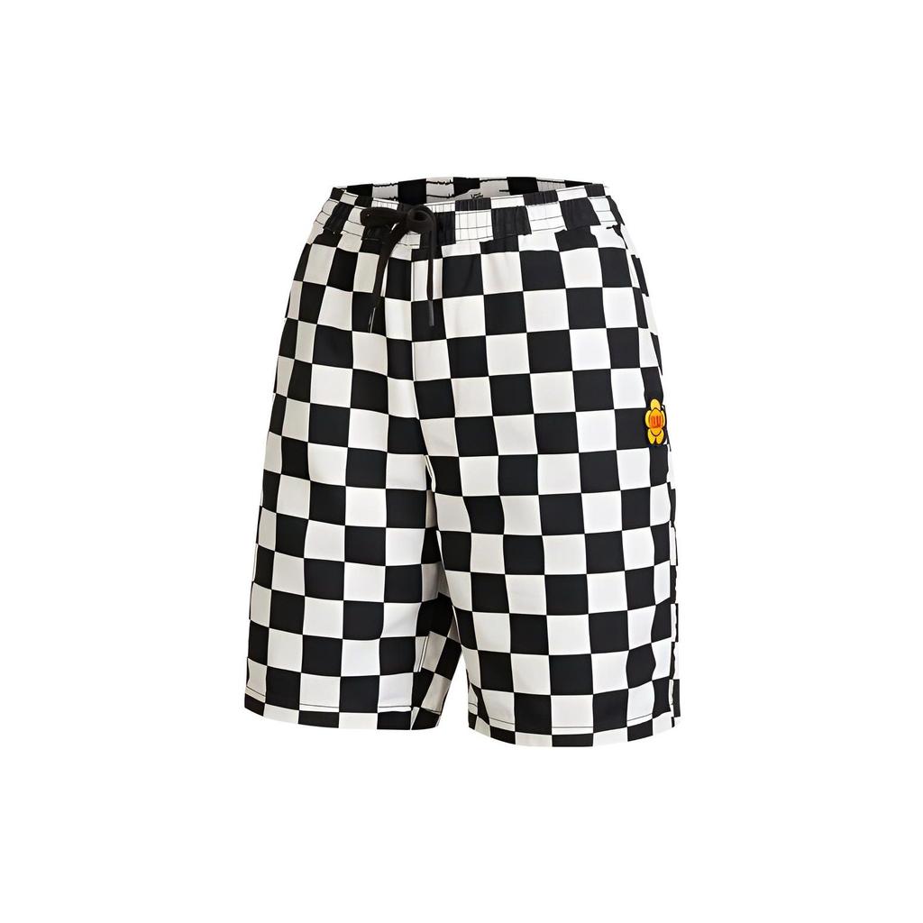 Vans Contrast Checkered Design Casual Straight Leg Shorts Women shorts Black White VN0A7TQ7YE9