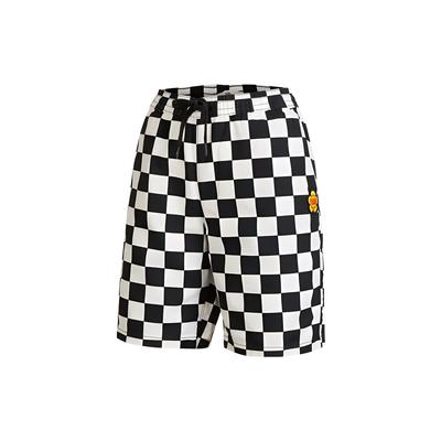 Kontrastierendes Karomuster Lässige Shorts mit geradem Bein Damen Shorts Schwarz Weiß VN0A7TQ7YE9