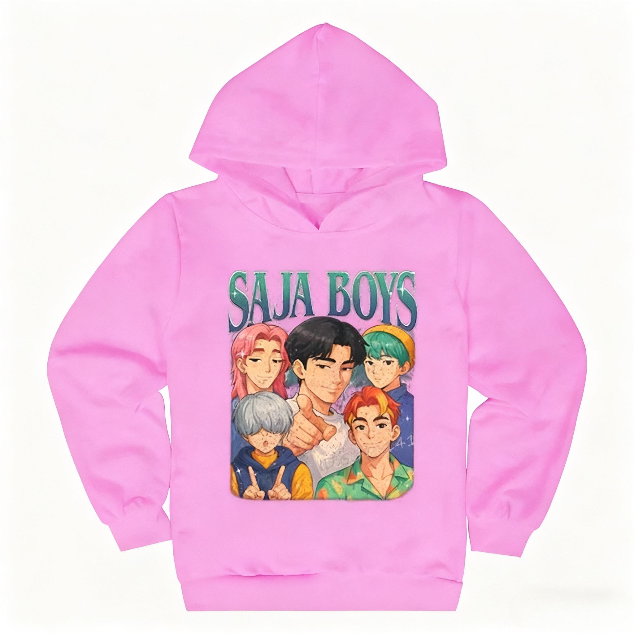 

KPop Мисливці на демонів Saja Boys Дитячий одяг Хараджуку Мода Вуличний одяг Толстовки Дівчинка Хлопчик Смішний Подарунок Одяг 140 рожевий