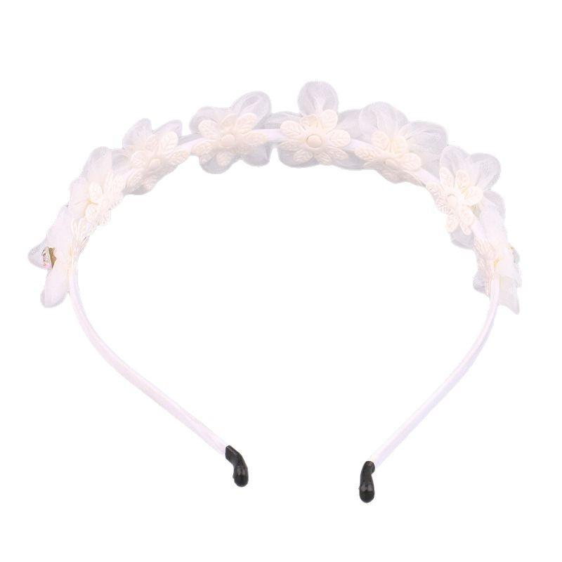 Handmade Korean Style Bridal Headband - White Fabric Wedding Accessory