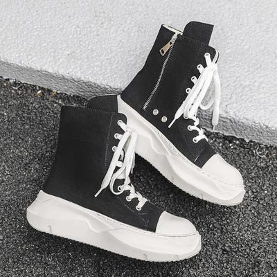 Sneaker da Donna High Top Qualità Stivaletto alla Caviglia Nero Marca Scarpa da Uomo Casual Moda Cerniera Metallo Zeppa Tela Scarpa da Strada Uomo