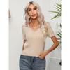 Twisted Lapel Short-sleeved Knit Sweater Women's Stranded Short Tops Summer Cross-border Women's Clothing