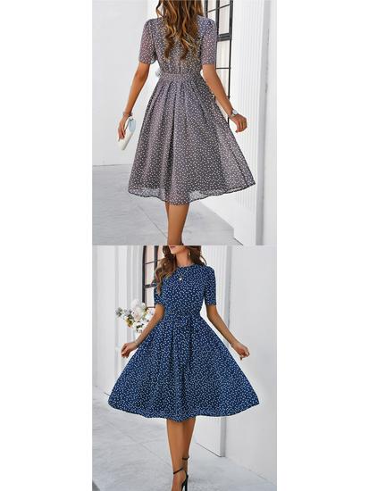European & American Women's Polka Dot Casual Lace-up Long Dress - Spring & Summer Collection