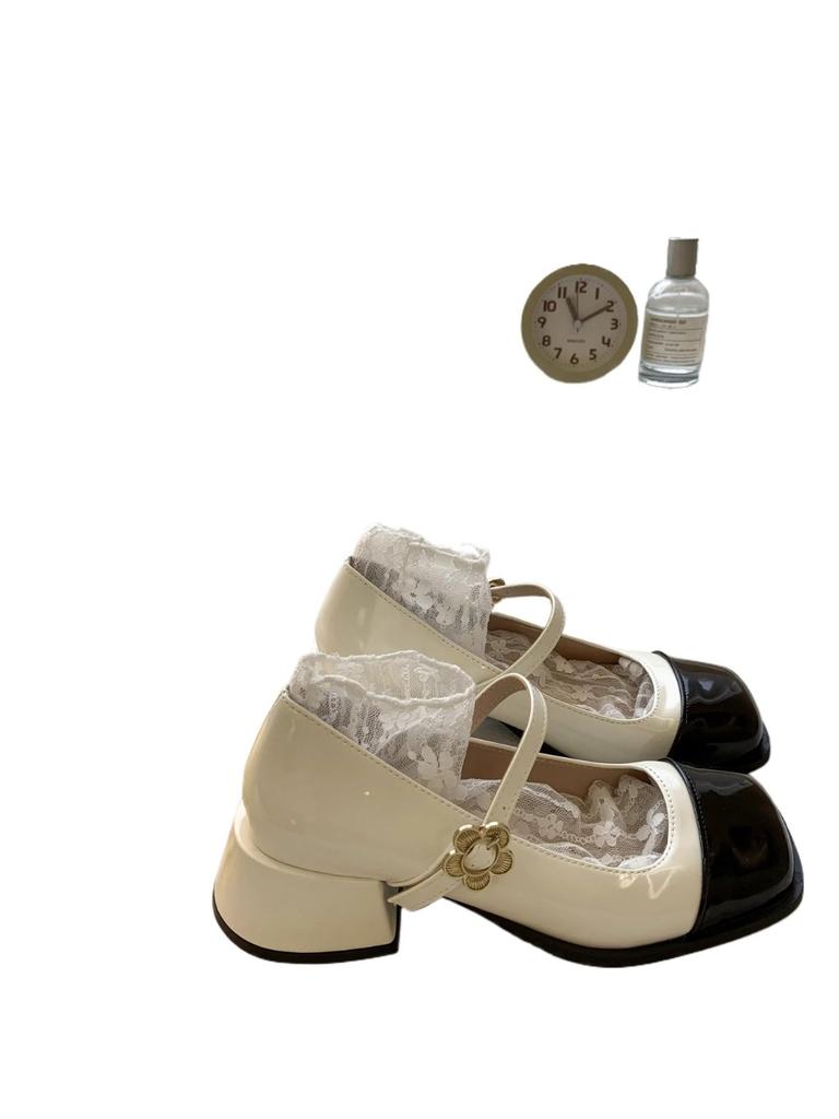 Fashion Mary Jane Shoes Women Pumps Square Head High Heels Spring Summer Metal Buckle Lolita Platform Shoes  Womens Shoes