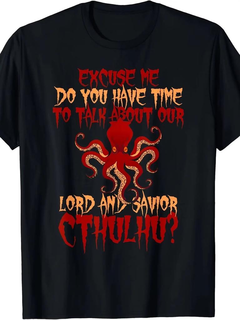 Cthulhu Tentacle Love/Horror Graphic T-Shirt - Great Cthulhu Octopus Savior Prin