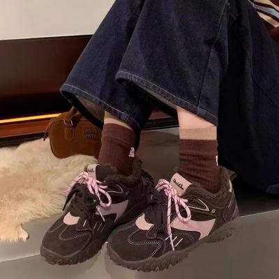 Retro sports Forrest Gump schoenen dames 2025 herfst en winter nieuw veelzijdig niche ins fluweel warme sport casual schoenen
