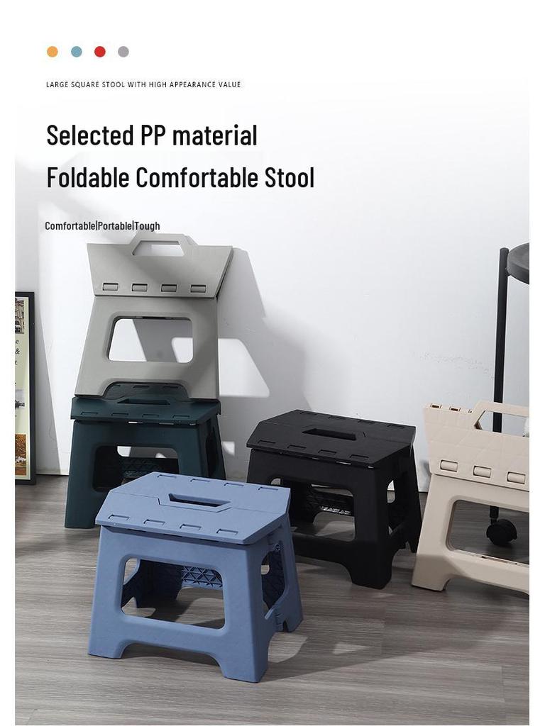 Portable Low-Style Folding Stool: Sturdy Plastic Bench for Outdoors & Small Spaces