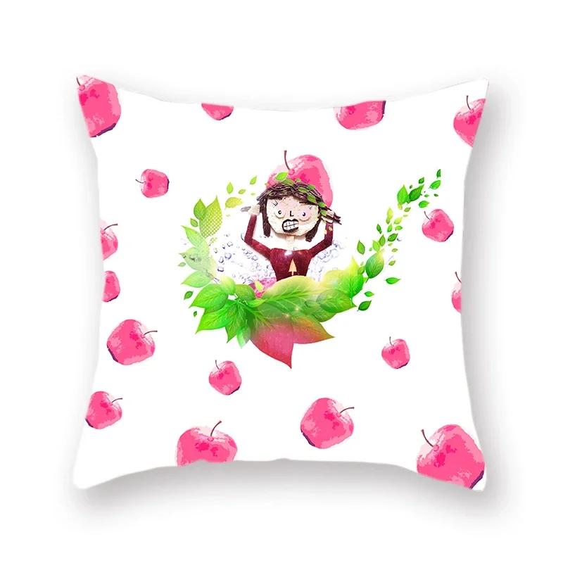 Fruit Mango Print Polyester Cushion Cover Apple Pineapple Watermelon Pattern Decorative Pillowcase 45X45Cm Fundas De Cojin