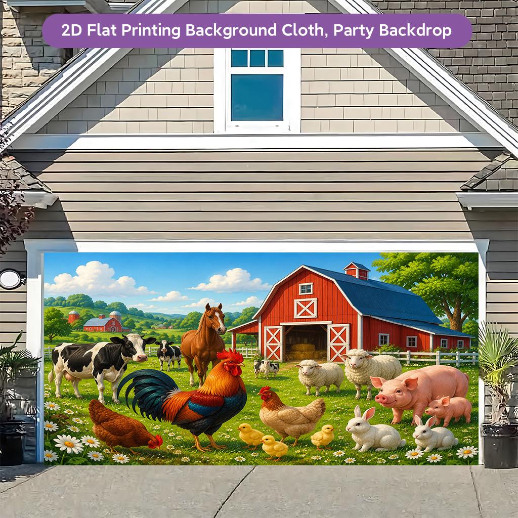 2D Flat Backdrop1pc Farm Animals Polyester Banner Decor For Living Room Bedroom Office Birthday Anniversary Decor Party Backdrop Easy to