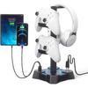 KDD Headphone Stand with USB Charger, Controller Stand for Desk, Headphone Holder with 2 USB Charging Ports and 3 AC Outlets, Accessories for
