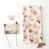 Elegant Beige Floral Tassel Shawl - Cotton Linen Feel Satin Scarf